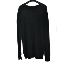 Wool Acrylic Men Round Neck Pure Color Pullover Knitted Sweater